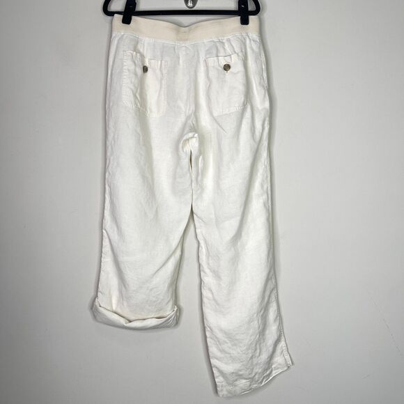 LOFT Lounge Linen Roll Hem Wide Leg Pants Women's Size 8 - Picture 2 of 8